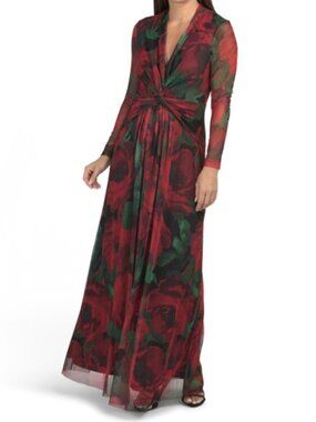 ANNE KLEIN  Twist Front Floral Printed Gown.  Size 6